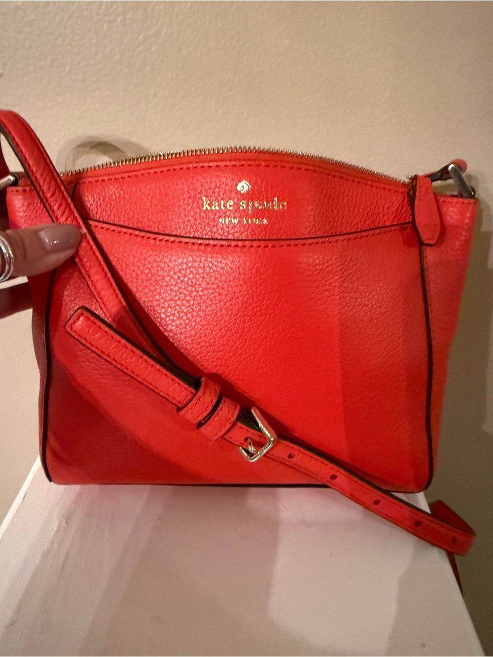 Kate Spade Monica Small Crossbody~Coral/Red-orange EUC - Picture 4 of 14